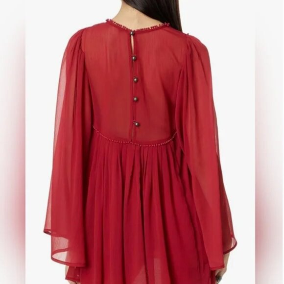 Free People Sunshine Of Love Red Mini Dress size L - Picture 2 of 8